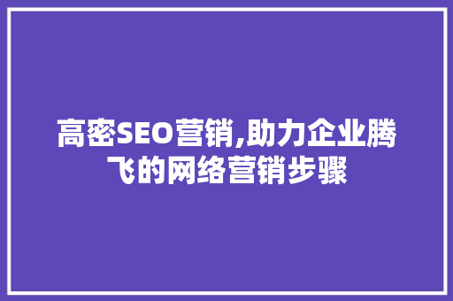 高密SEO营销,助力企业腾飞的网络营销步骤