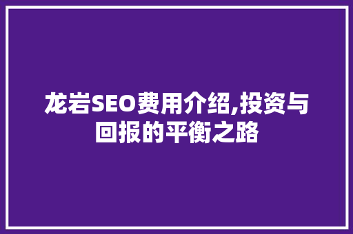 龙岩SEO费用介绍,投资与回报的平衡之路
