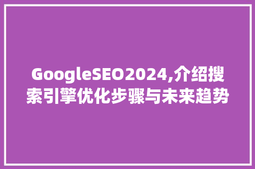 GoogleSEO2024,介绍搜索引擎优化步骤与未来趋势