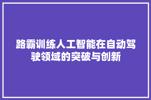 路霸训练人工智能在自动驾驶领域的突破与创新
