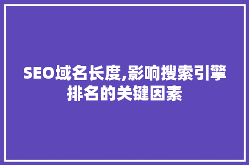SEO域名长度,影响搜索引擎排名的关键因素