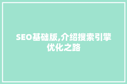 SEO基础版,介绍搜索引擎优化之路