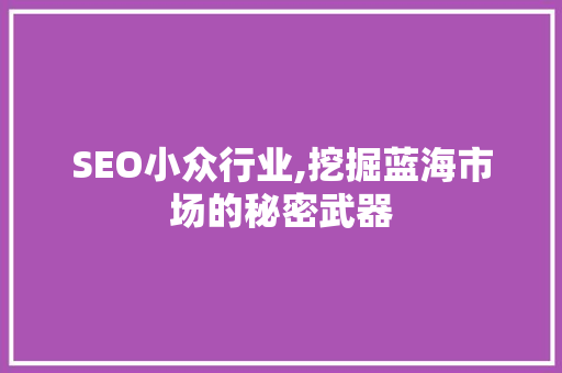 SEO小众行业,挖掘蓝海市场的秘密武器