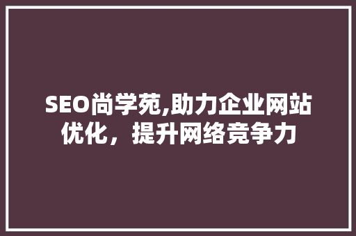 SEO尚学苑,助力企业网站优化，提升网络竞争力