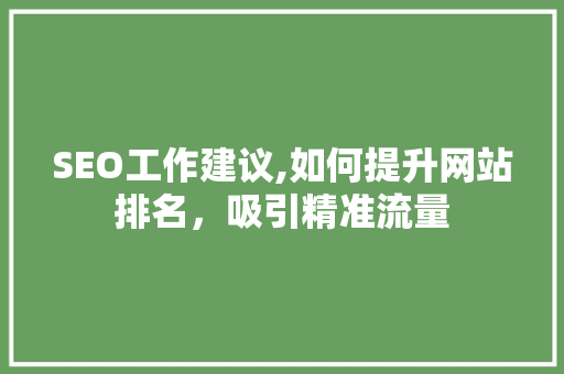SEO工作建议,如何提升网站排名，吸引精准流量