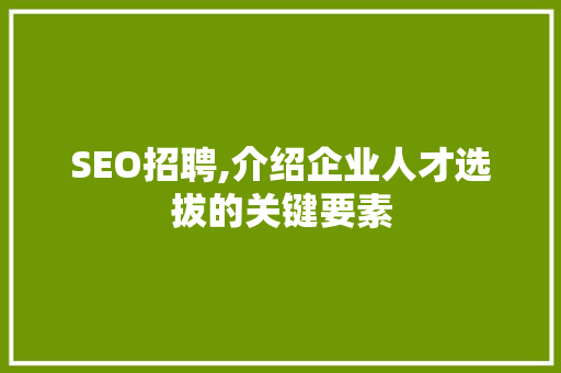 SEO招聘,介绍企业人才选拔的关键要素