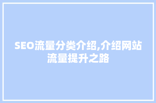 SEO流量分类介绍,介绍网站流量提升之路