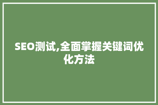SEO测试,全面掌握关键词优化方法