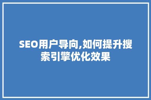 SEO用户导向,如何提升搜索引擎优化效果