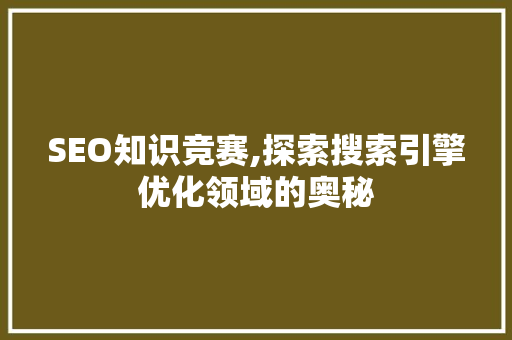 SEO知识竞赛,探索搜索引擎优化领域的奥秘