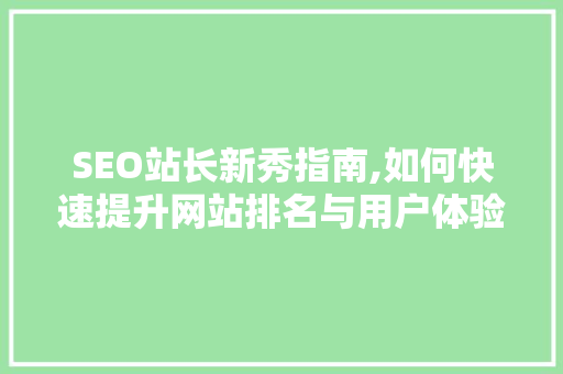 SEO站长新秀指南,如何快速提升网站排名与用户体验