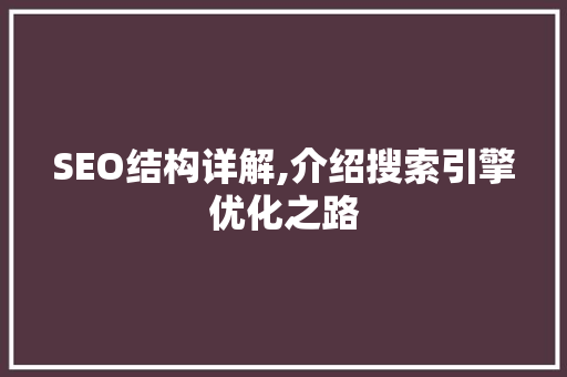 SEO结构详解,介绍搜索引擎优化之路