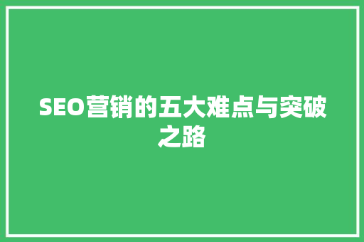 SEO营销的五大难点与突破之路  第1张