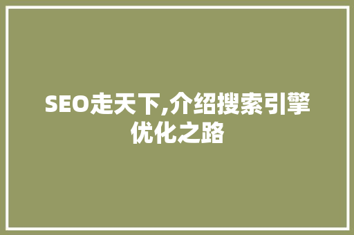 SEO走天下,介绍搜索引擎优化之路