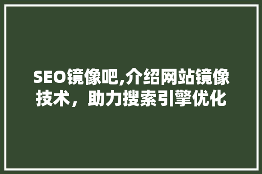 SEO镜像吧,介绍网站镜像技术，助力搜索引擎优化