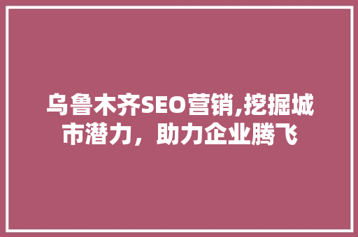 乌鲁木齐SEO营销,挖掘城市潜力，助力企业腾飞