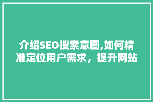 介绍SEO搜索意图,如何精准定位用户需求，提升网站排名