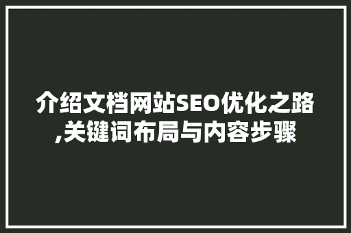 介绍文档网站SEO优化之路,关键词布局与内容步骤