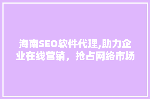 海南SEO软件代理,助力企业在线营销，抢占网络市场先机