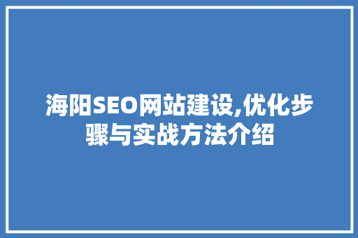 海阳SEO网站建设,优化步骤与实战方法介绍