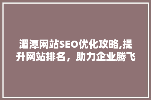 湄潭网站SEO优化攻略,提升网站排名，助力企业腾飞