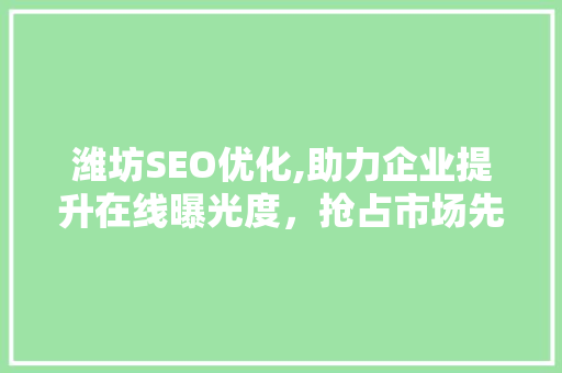潍坊SEO优化,助力企业提升在线曝光度，抢占市场先机