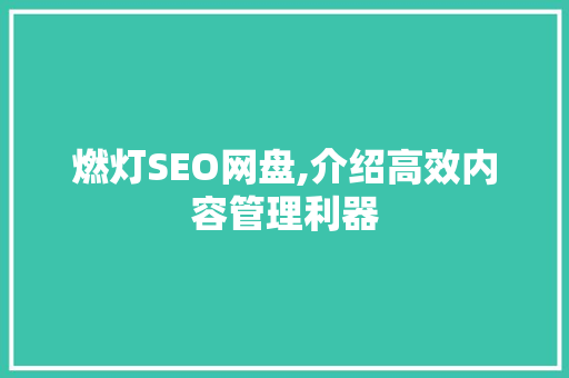 燃灯SEO网盘,介绍高效内容管理利器