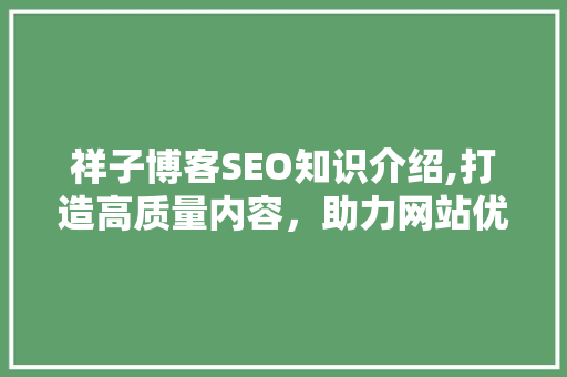 祥子博客SEO知识介绍,打造高质量内容，助力网站优化
