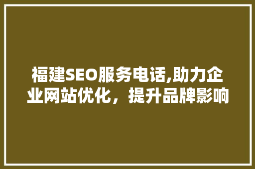 福建SEO服务电话,助力企业网站优化，提升品牌影响力