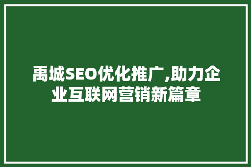 禹城SEO优化推广,助力企业互联网营销新篇章
