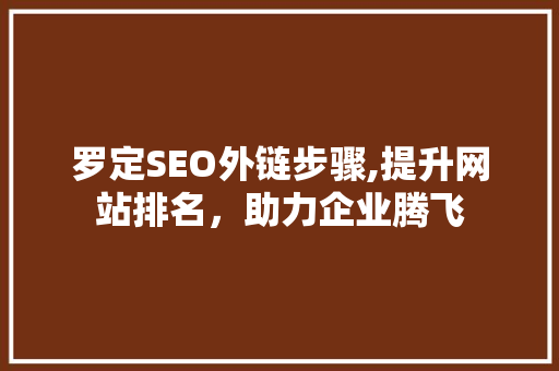 罗定SEO外链步骤,提升网站排名，助力企业腾飞