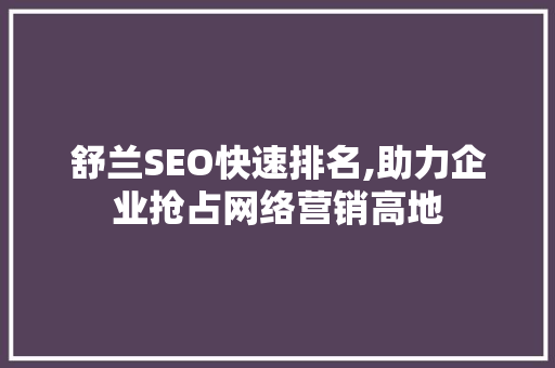舒兰SEO快速排名,助力企业抢占网络营销高地
