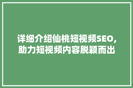 详细介绍仙桃短视频SEO,助力短视频内容脱颖而出
