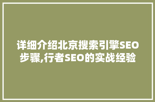 详细介绍北京搜索引擎SEO步骤,行者SEO的实战经验分享