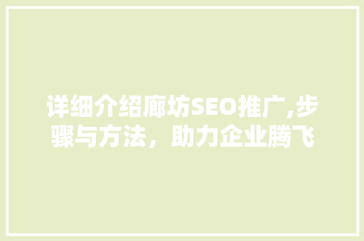 详细介绍廊坊SEO推广,步骤与方法，助力企业腾飞