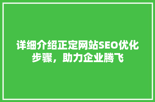 详细介绍正定网站SEO优化步骤，助力企业腾飞