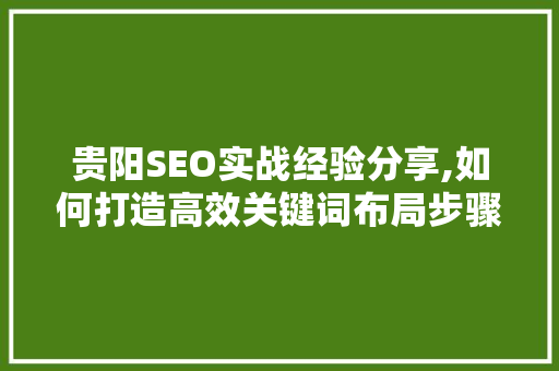 贵阳SEO实战经验分享,如何打造高效关键词布局步骤