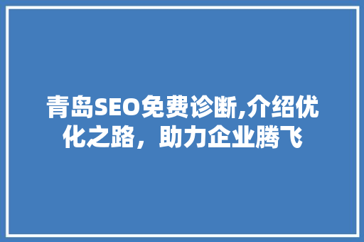 青岛SEO免费诊断,介绍优化之路，助力企业腾飞