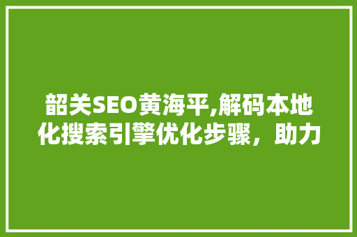 韶关SEO黄海平,解码本地化搜索引擎优化步骤，助力企业腾飞