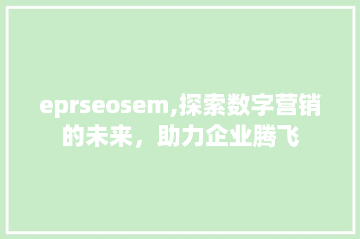 eprseosem,探索数字营销的未来，助力企业腾飞