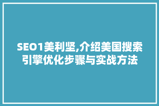 SEO1美利坚,介绍美国搜索引擎优化步骤与实战方法