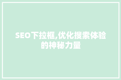 SEO下拉框,优化搜索体验的神秘力量