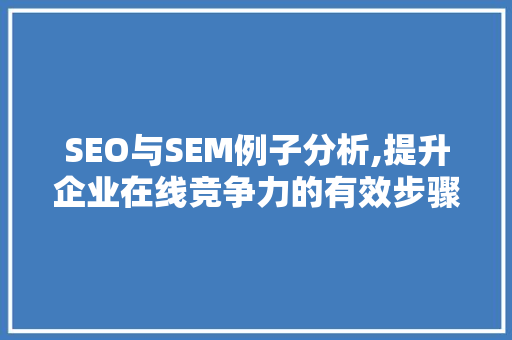 SEO与SEM例子分析,提升企业在线竞争力的有效步骤