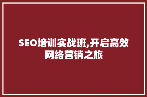 SEO培训实战班,开启高效网络营销之旅
