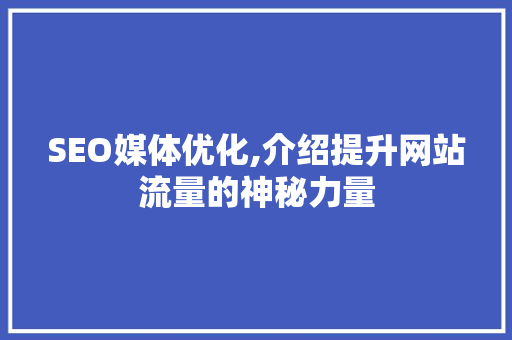 SEO媒体优化,介绍提升网站流量的神秘力量