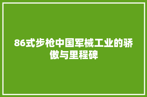 86式步枪中国军械工业的骄傲与里程碑