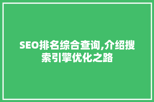 SEO排名综合查询,介绍搜索引擎优化之路  第1张