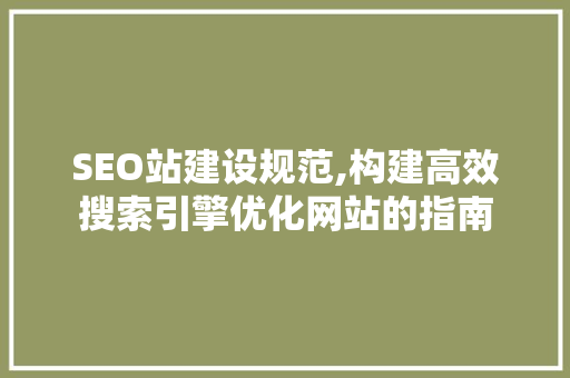 SEO站建设规范,构建高效搜索引擎优化网站的指南