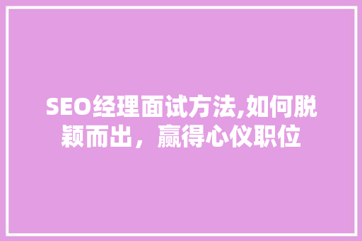 SEO经理面试方法,如何脱颖而出，赢得心仪职位