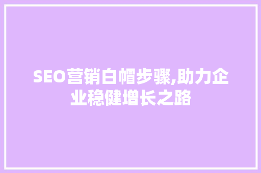 SEO营销白帽步骤,助力企业稳健增长之路